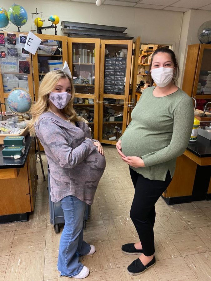 Staff Writer/Co-President Emily McLaughlin and Mrs. Refino (and baby Lincoln)